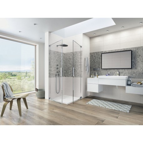 Kinequartz Equerres A/P Kinedo - Double Porte de Douche Pivotante à Accès d'Angle Sans Seuil