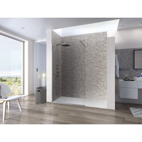 Kinequartz Profilé Solo Kinedo - Verre Transparent Crystal Clean - Paroi de Douche Simple pour Espace Ouvert