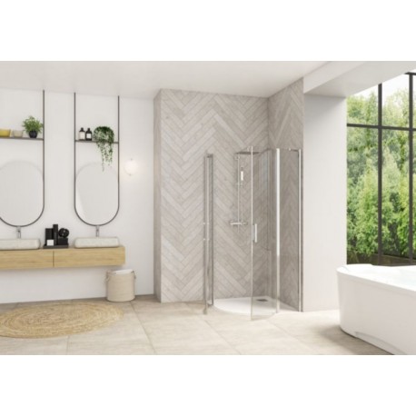 Smart Design R/P Kinedo Sans Seuil - Parois de Douche 1/4 de Rond Pivotant