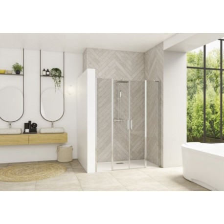 Smart Design 2P XXL Sans Seuil Kinedo - Verre Transparent - Portes de Douche Pivotantes Intérieur / Extérieur