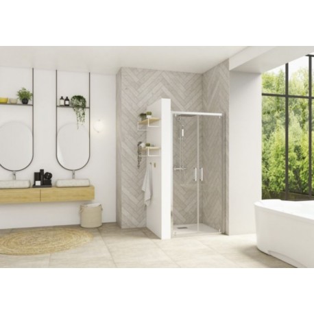 Smart Design 2P Kinedo - Paroi Douche Sérigraphiée avec 2 Portes Pivotantes