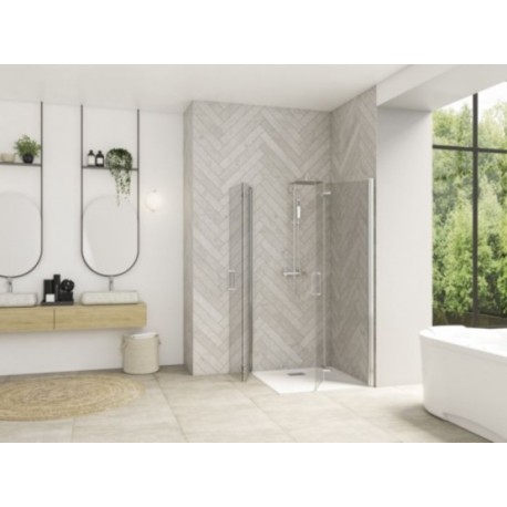 Smart Design A/S Kinedo Sans Seuil - Paroi Douche d'Angle Sérigraphiée et Pliante