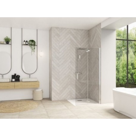 Smart Design Solo S Kinedo - Verre Sérigraphié - Paroi de Douche Simple Pliante pour Espace Ouvert