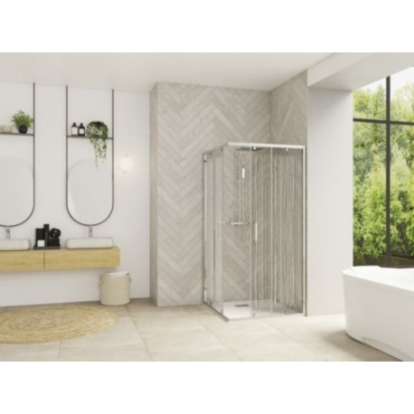 Smart Design A/C Kinedo - Paroi Douche d'Angle Transparente et Coulissante