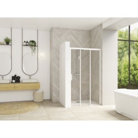 Smart Design 3V Sans Seuil Kinedo - Paroi Douche Transparente avec 3 Volets Coulissants