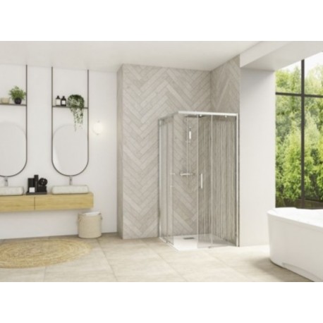 Smart A/C Kinedo Sans Seuil - Paroi Douche d'Angle Sérigraphiée et Coulissante